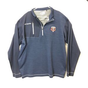 Columbia Golf‎ Mens XL Navy 1/4 Zip Pullover Omni-Heat Minnesota Twins Logo